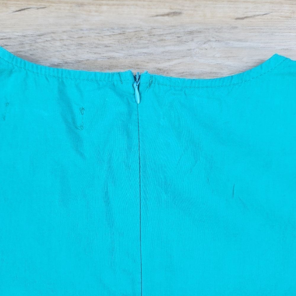🍑Teal Button Tab Short Sleeve Dress Medium - Picture 10 of 14